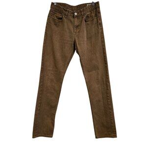 CCS Mens 32x34 Brown Skinny Rigid Denim Jeans Skate Skater